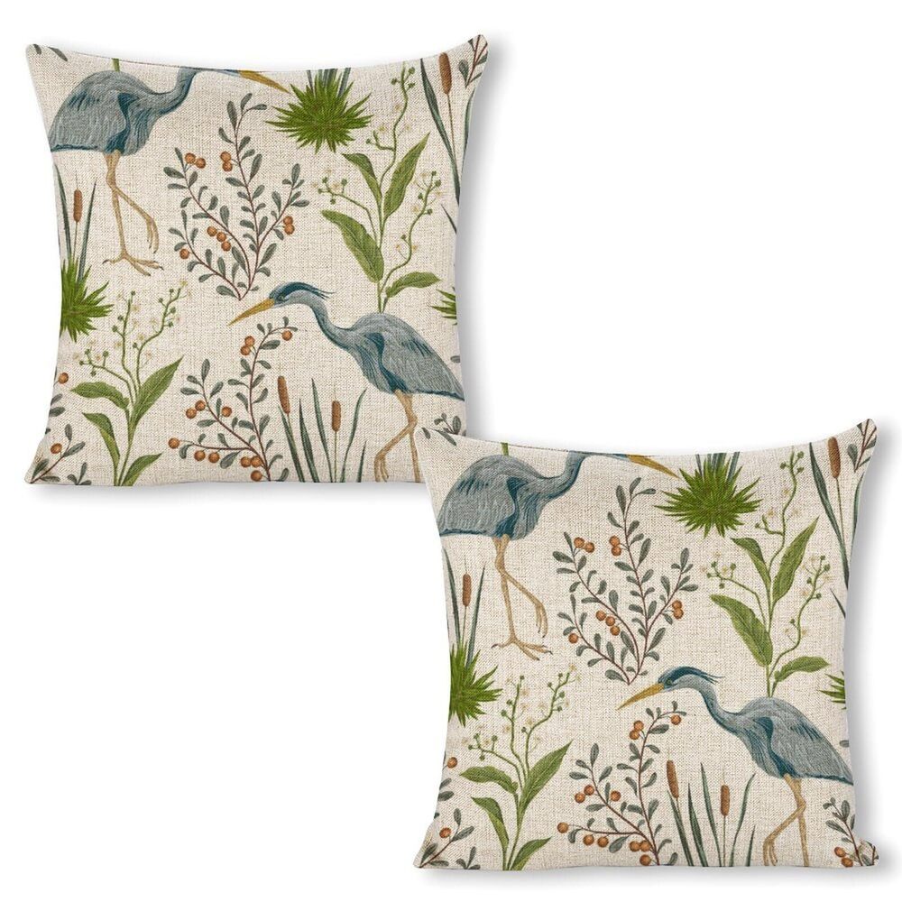 8462 Linen Pillow Cases Standard Size Set of 2 - 18x18 Inch Decorative